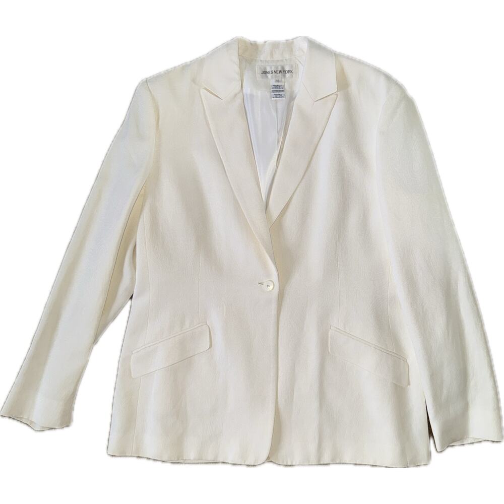 vintage jones new york ivory blazer with a soft tonal paisley texture